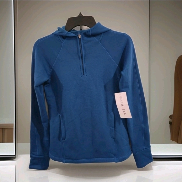 Athleta Womens Altitude Polartec half zip Hoodie Sweatshirt Size XXS NWT Blue